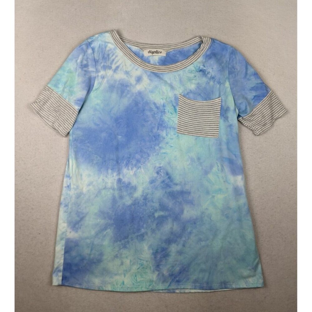 HAPTICS BY HOLLY HARPER - WOMEN'S BLUE TIE-DYE SOFT SHORT SLEEVE T-SHIRT - S